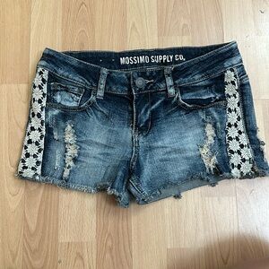 Mossimo Lace Denim Jean Cut Off Shorts - size 7